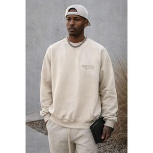 Essentials FEAR OF GOD White Pullover Sweatshirt Sweater Top   Mens Size Large